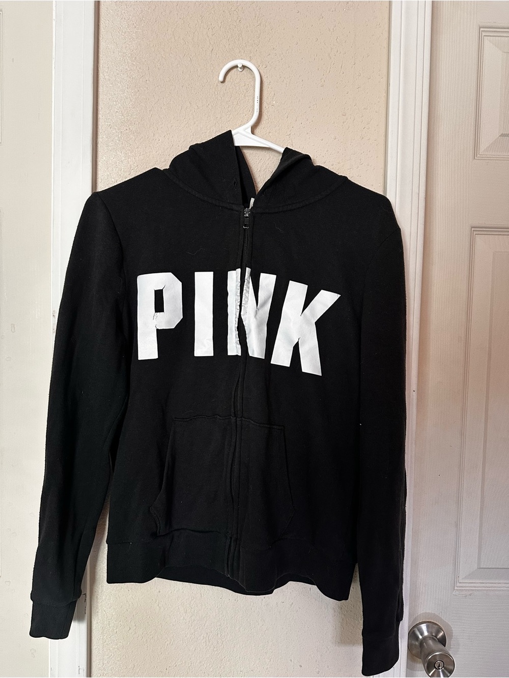 PINK Victoria's Secret Black Full-Zip Hoodie Size Small 004